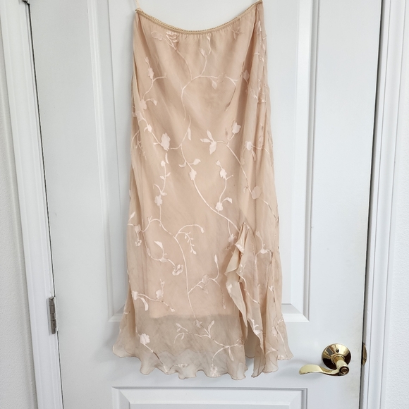 Vintage Silk Floral Satin Ruffle Skirt - Picture 2 of 4